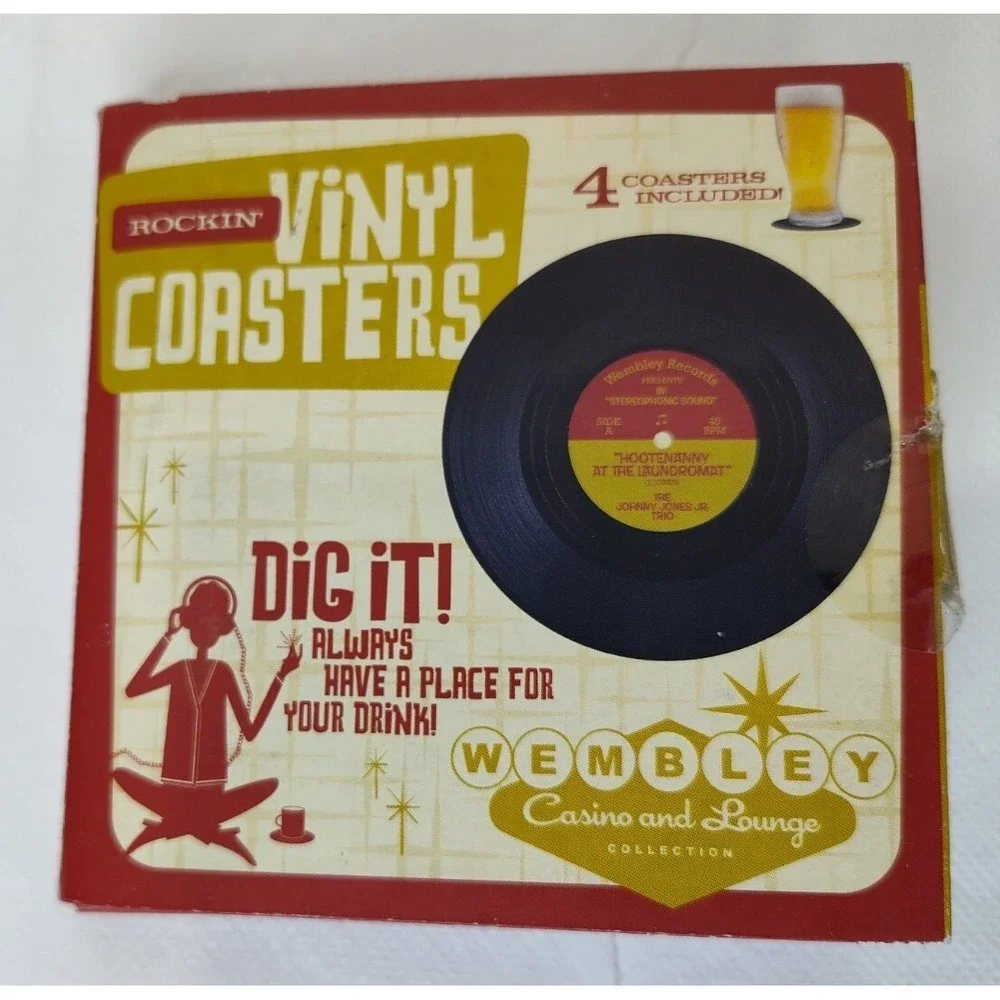 Rockin' Vinyl Coasters Set-2 VTG APX 3